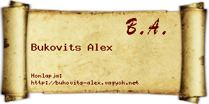 Bukovits Alex névjegykártya